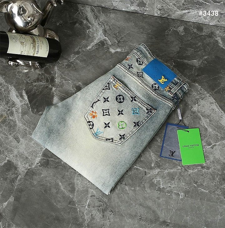 멀티컬러 모노그램 워싱 데님 팬츠