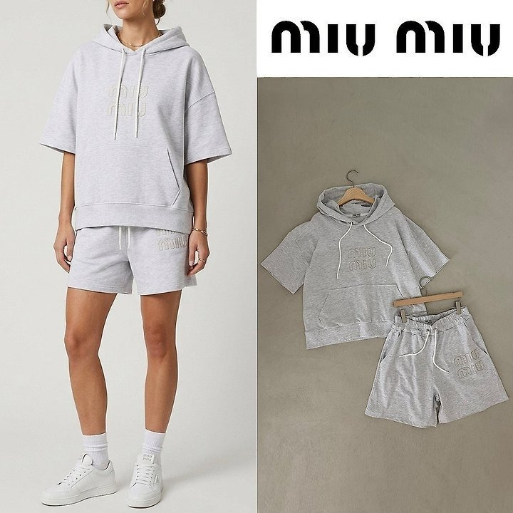 레터링 로* 후드 오버핏 하프 셋업